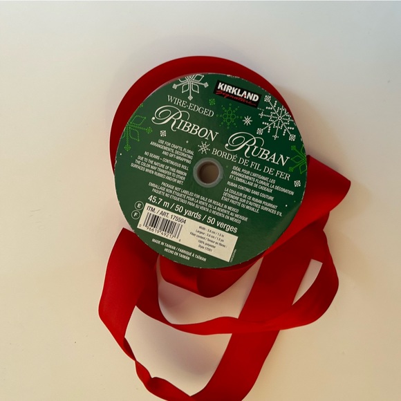 Red Ribbon Wire Edged Ribbon Red Satin Christmas Ribbon - Picture 3 of 9
